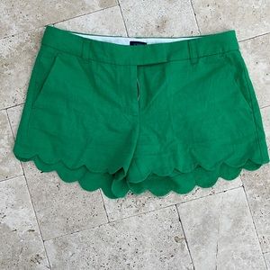 scalloped edge linen/cotton blend preppy shorts.